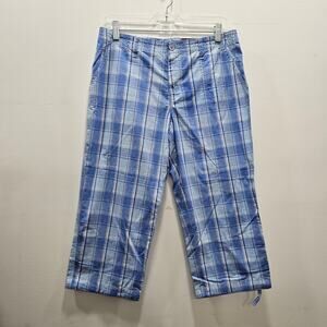SO NEW W/TAG VINTAGE Y2K 2000s Crop Plaid Light Blue Pants Capri Junior 9